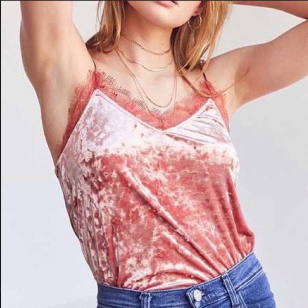 Urban Outfitters | Crushed Velvet Rose Tank